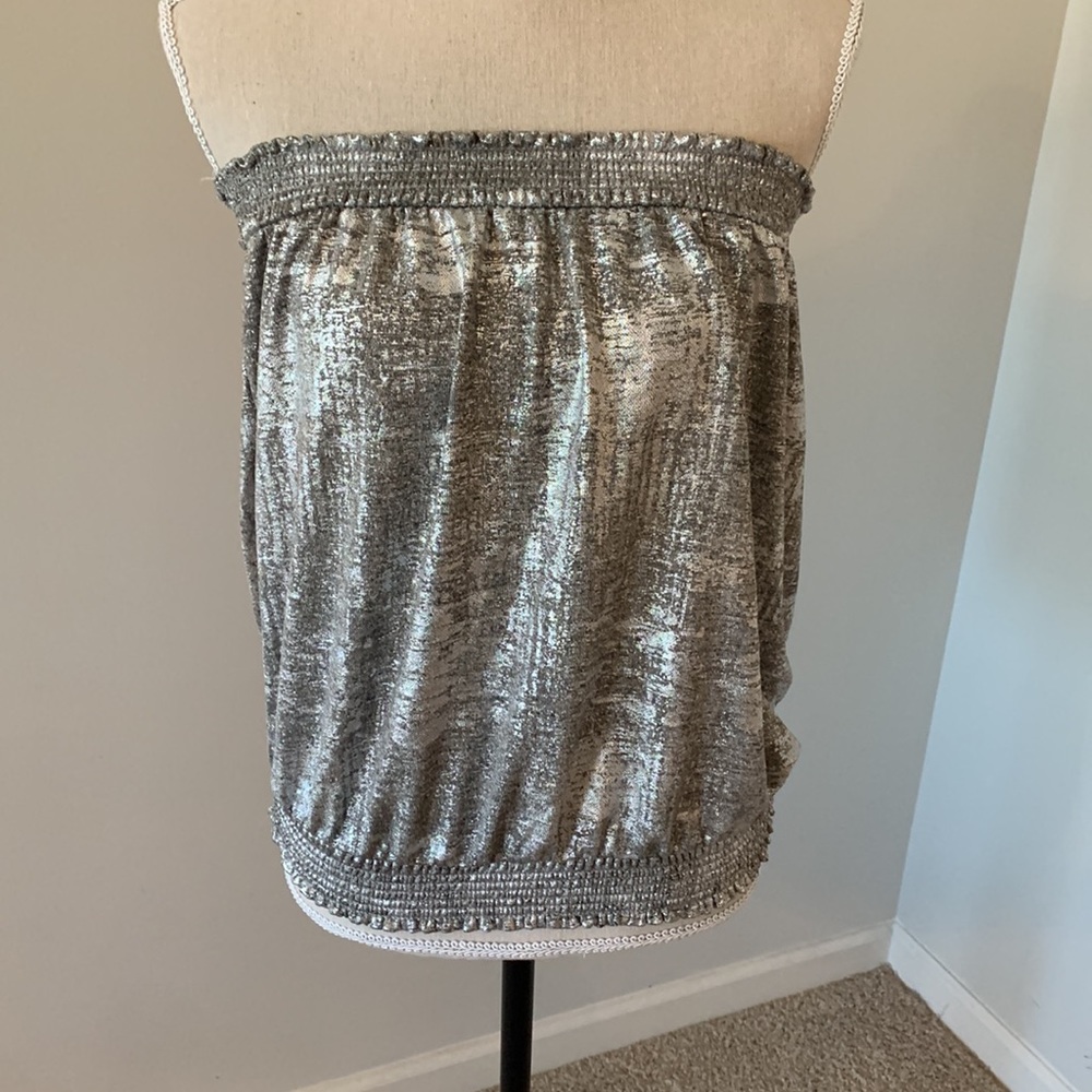 Anthropologie Silver Gray Strapless Top